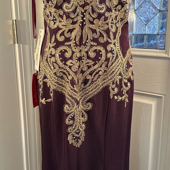 Dancing Queen Purple and Gold Embellished Halter Gown - Picture 10 of 16